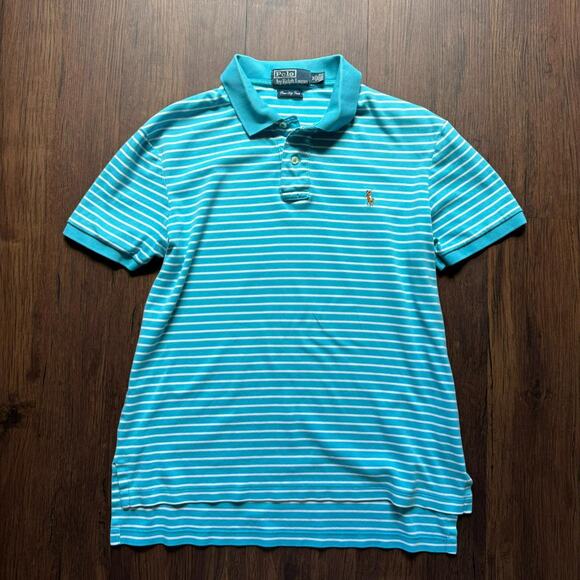 Polo by Ralph Lauren Blue White Stripe Pima Cotton Polo Shirt M - Picture 1 of 5